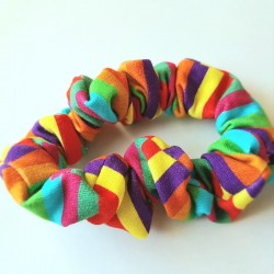 Stripy rainbow scrunchie